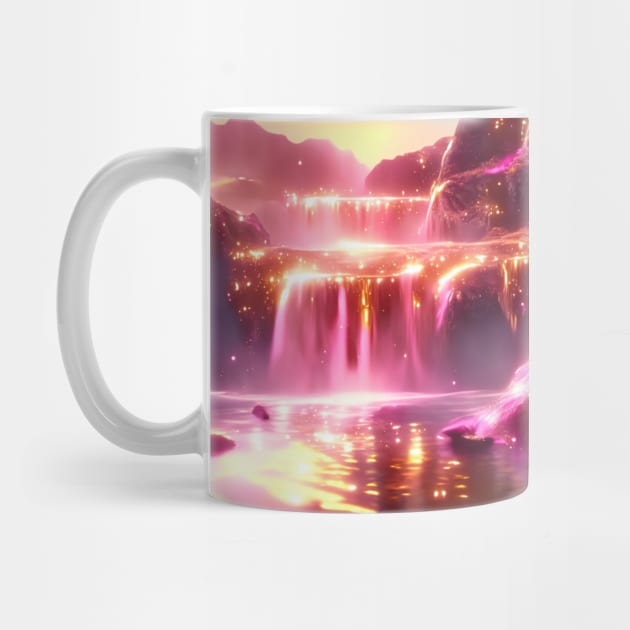 Fantasy pink gold waterfall by Lilbangdesigns